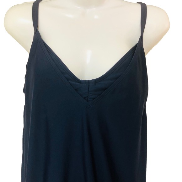 Athleta Womens Mini Dress Navy Ruched Blouson Shelf Bra Activewear 38 B C Goth - Picture 3 of 9